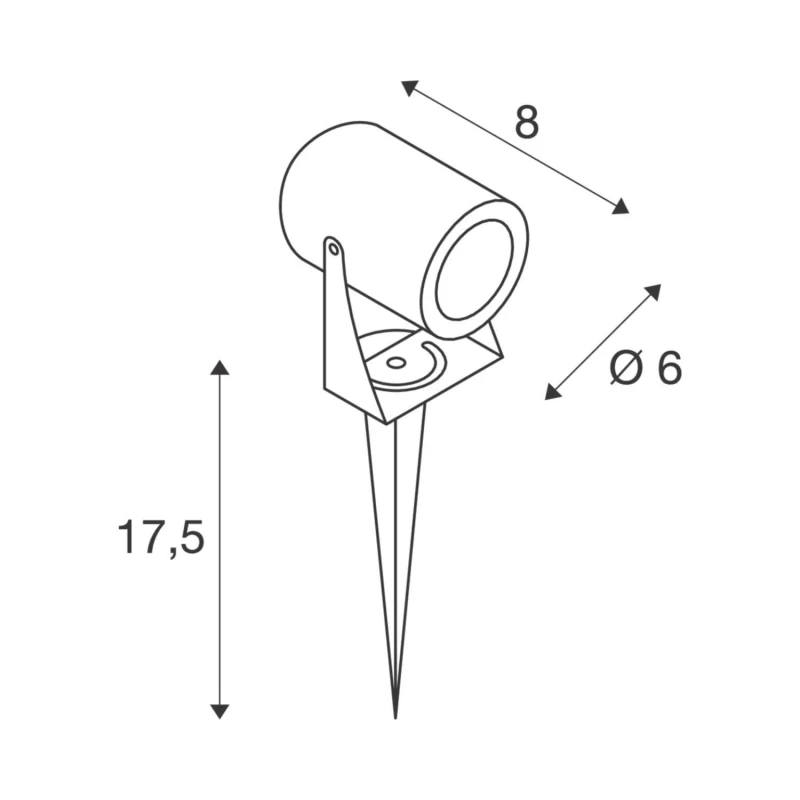 LED SPIKE reflektor ogrodowy - wymiary