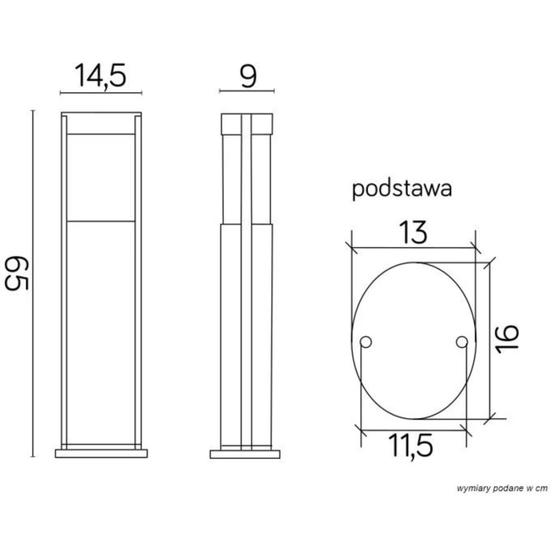 ELIS TO 3902-H 650 AL lampa podłogowa ogrodowa SU-MA wymiarowanie