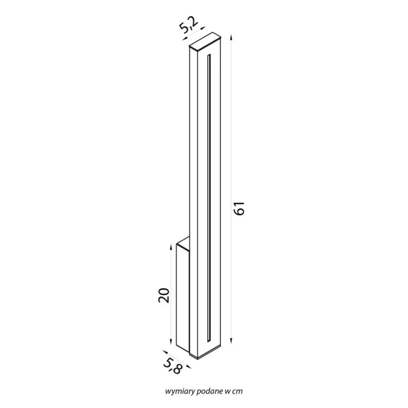 LANGER LGD-610 czarna lampa zewnętrzna IP65 wymiarowanie