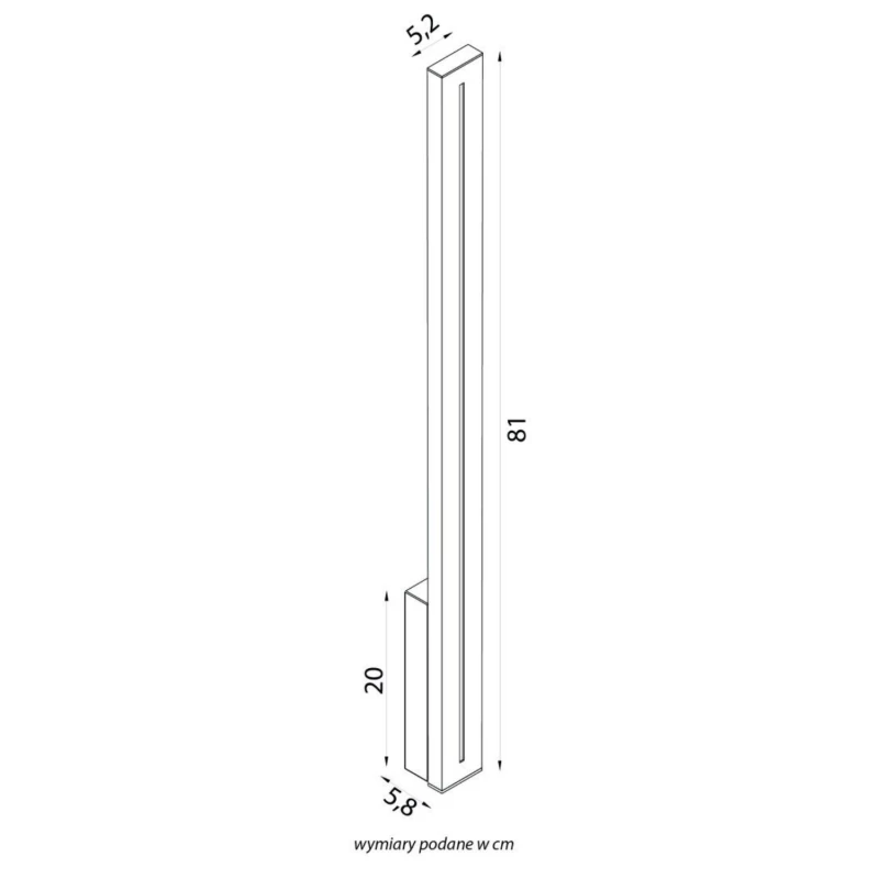 Czarna lampa elewacyjna LANGER LGD-810 15W wymiarowanie