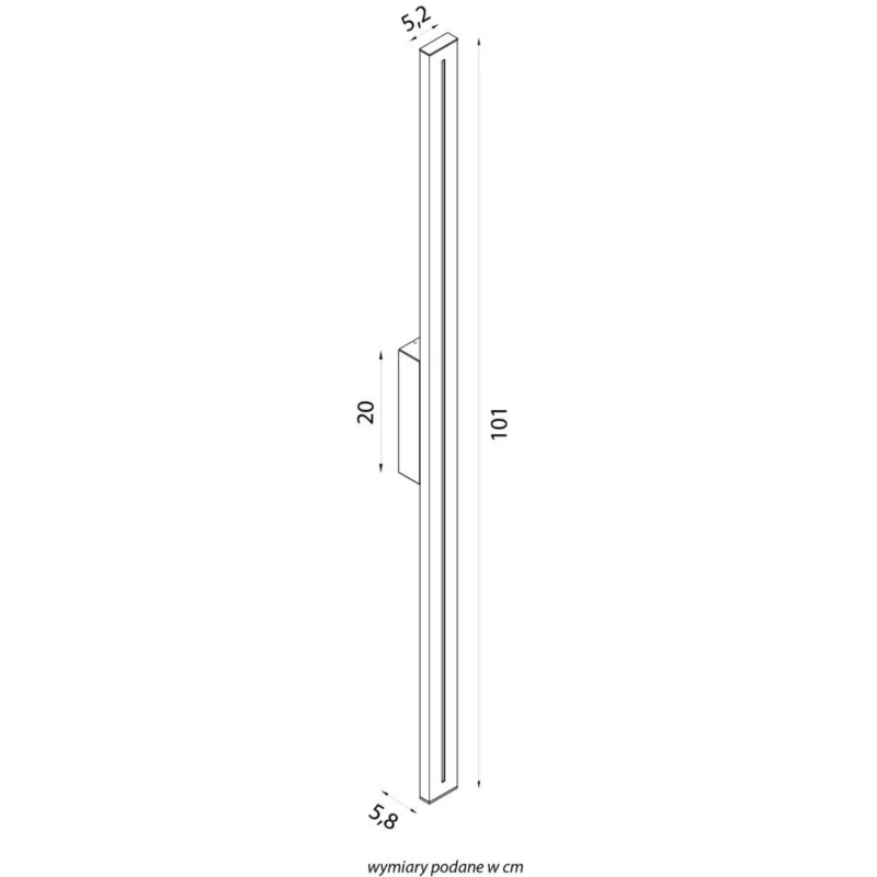 LANGER LGM-1010 lampa zewnętrzna LED 101 cm wymiarowanie