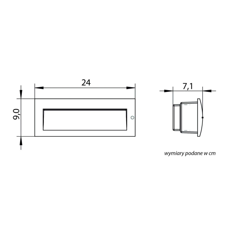 MUR-LED M2400 lampa elewacyjna 3000K 4500K 6500K wymiarowanie