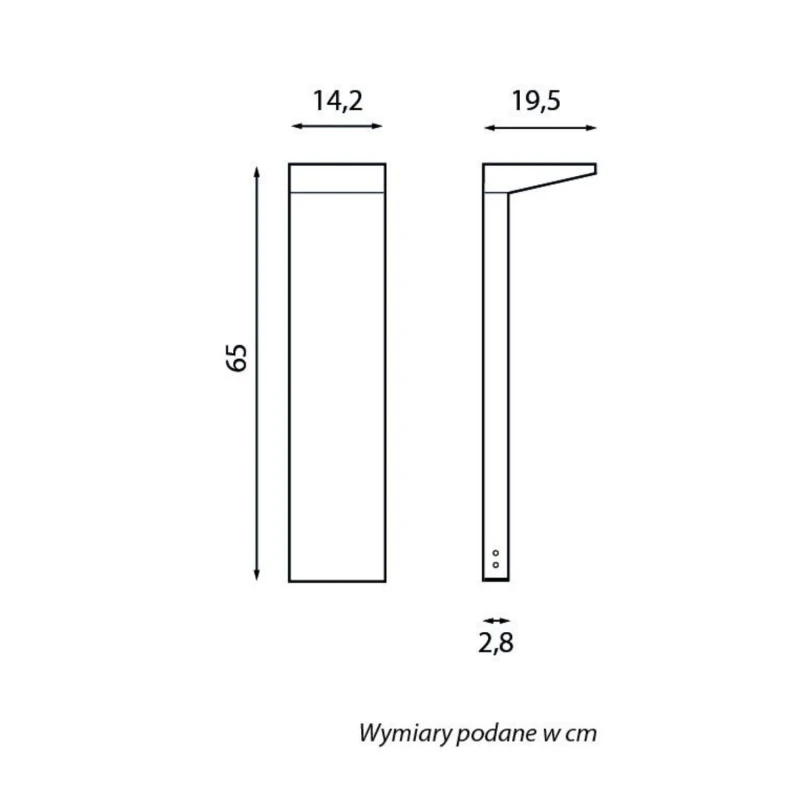 Lampa KARO B KB-650 z przezroczystym kloszem i aluminiową obudową wymiarowanie