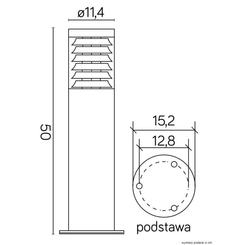 Lampa ogrodowa JOY 91065L-500 BL E27 wymiarowanie
