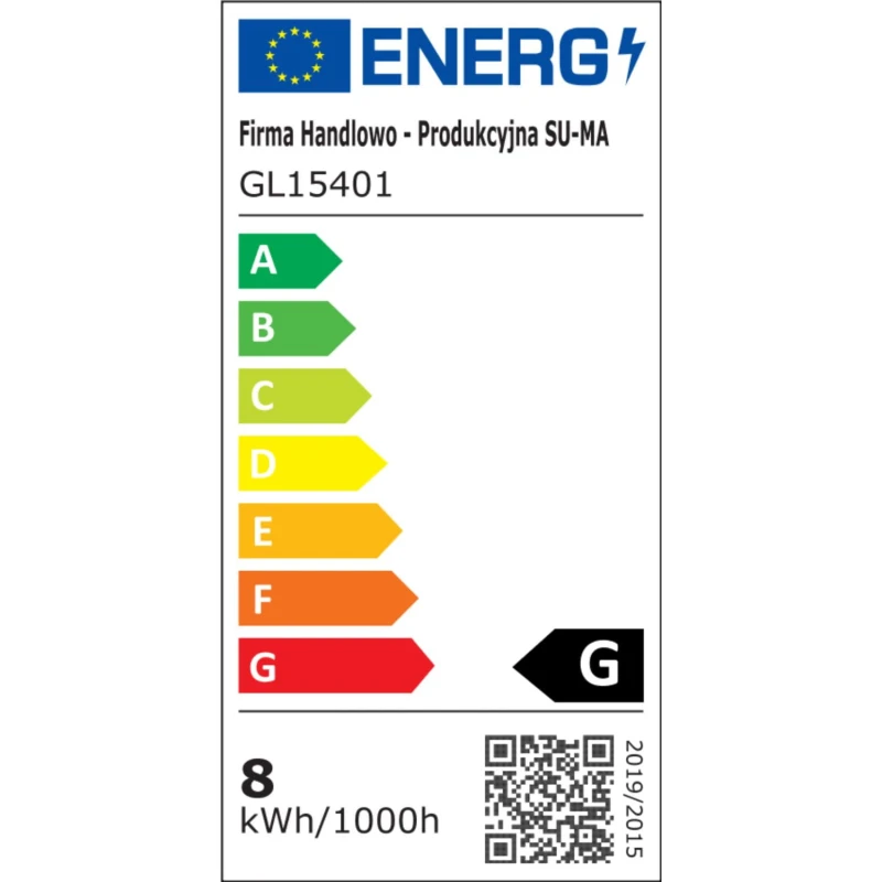 oświetlenie ścieżki lampą EVO GL15401 etykieta energetyczna