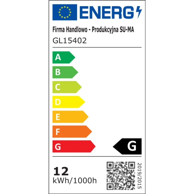 minimalistyczna lampa zewnętrzna EVO etykieta energetyczna