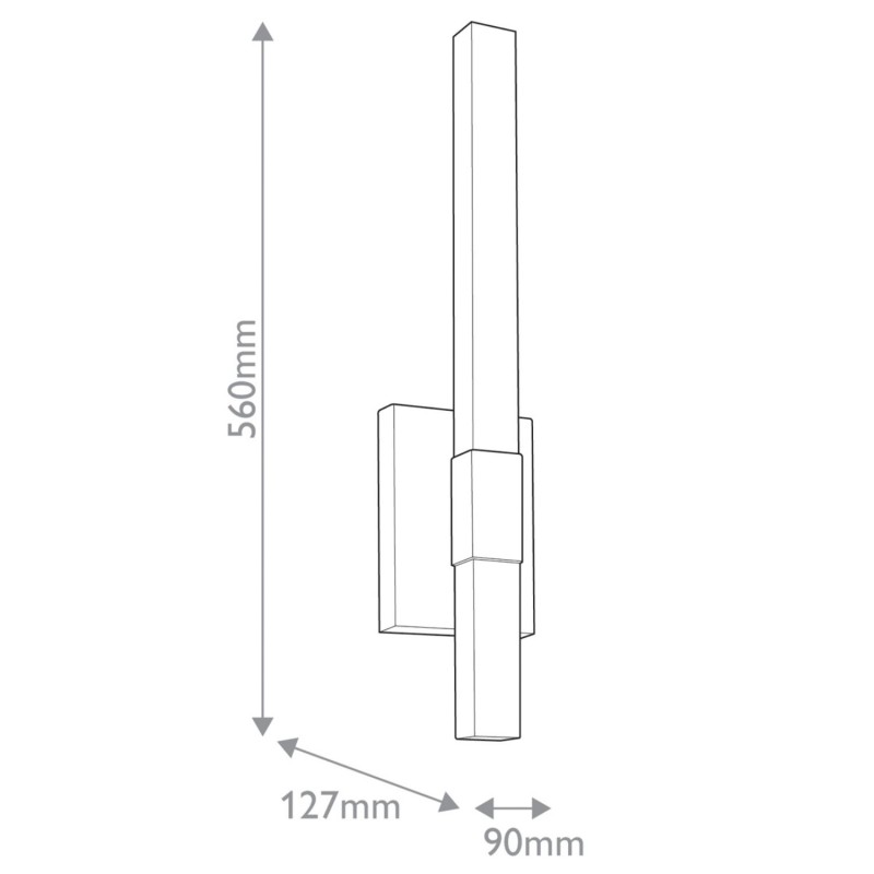 lampa elewacyjna LED NOCAR M czarna wymiarowanie