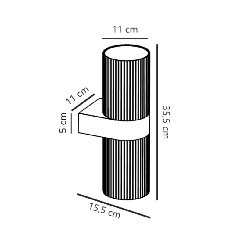 KYKLOP RIPPLE MAXI kinkiet elewacyjny góra/dół NORDLUX wymiarowanie