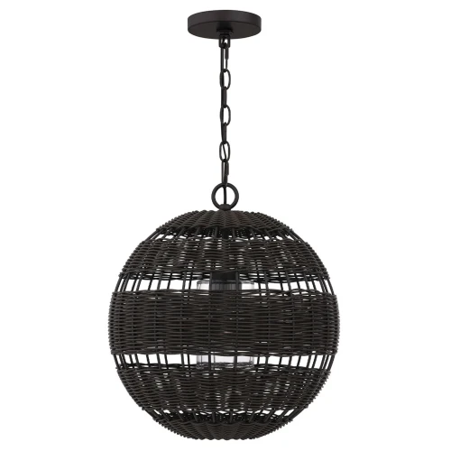 LINDENDALE lampa wisząca zewnętrzna z rattanu Elstead Lighting, brązowy, IP44, E27