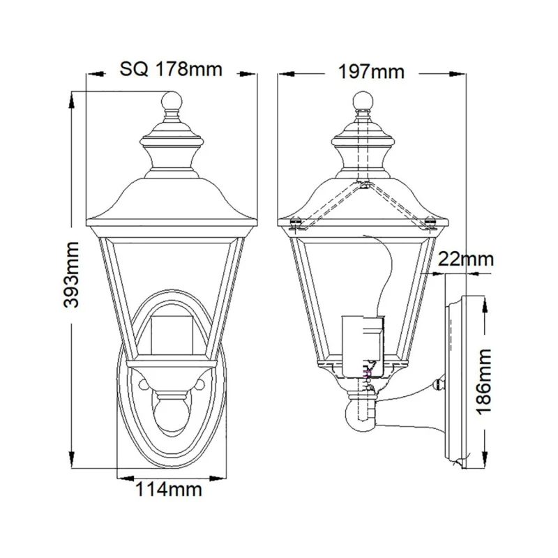 elegancka lampa ogrodowa BAY SHORE wymiary
