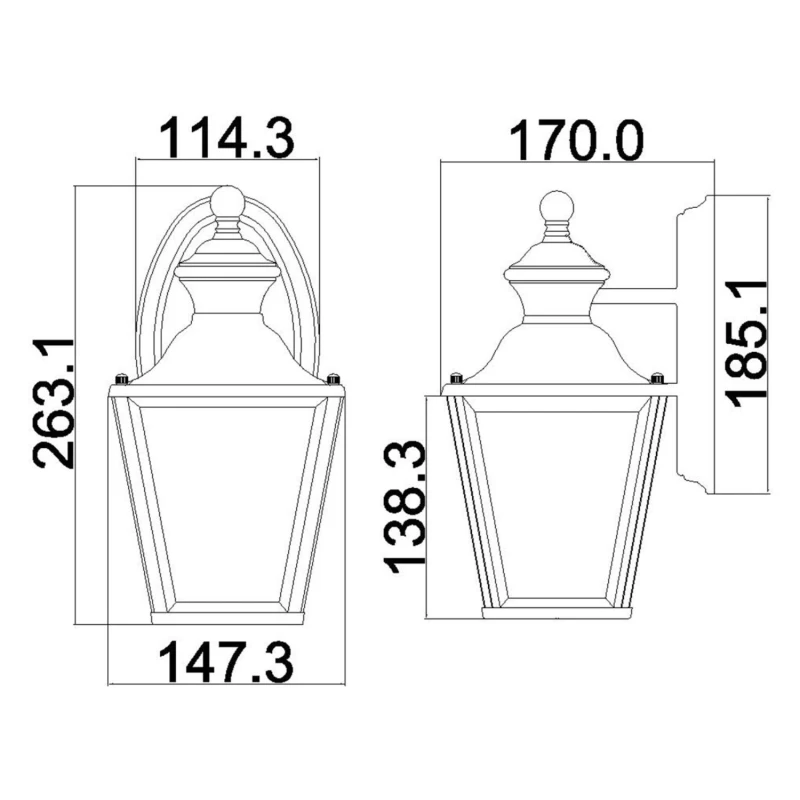 latarnia ścienna BAY SHORE IP44 wymiary